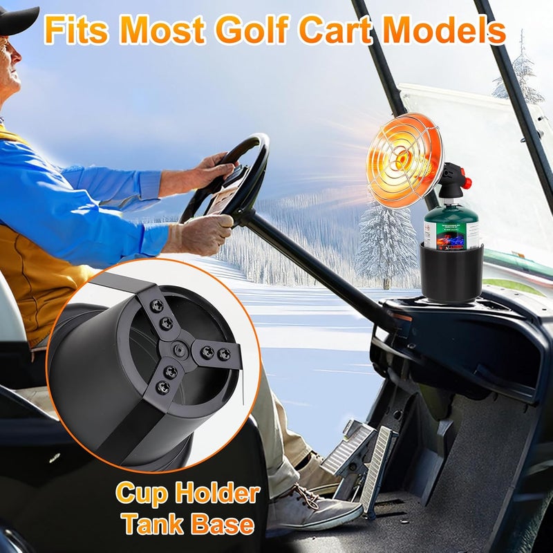 LOFUKI Golf Cart Heater, Portable Propane Heater with Cup Holder Fits Most Golf Cart Accessories Car, Safe Camping Tent Heaters Cordless with Electronic Ignition, Control Valve, Winter outdoor Heating Helper - Image 5